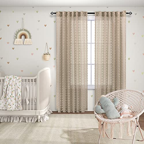 Koufall Warm Taupe Sheer Curtains 84 Inch Length For Bedroom 2 Panels Set Winter Decorative Boho Earth Tone Curtains For Nursery Bedroom Tan Khaki #TOP3