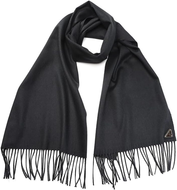 Amazon | [Prada] (プラダ) カシミヤ混 ワンポイントロゴ マフラー
