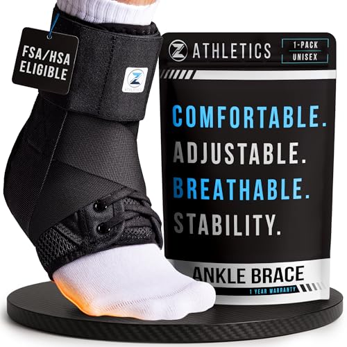 Z ATHLETICS Ankle Brace for Women & Men - Lace Up Adjustable Support with Side Stabilizers for Sprained Ankle, Achilles Tendonitis Relief | Basketball, Volleyball, Running & Sports Recovery