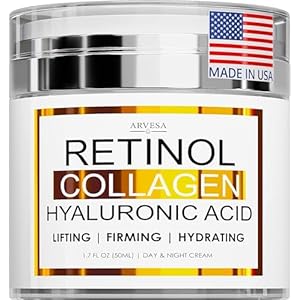 Retinol Cream for Face – Face Moisturizer with Collagen Cream and Hyaluronic Acid – Anti Aging Eye Face Cream Day and Night Facial Cream – Hydrating Wrinkle Cream for Women and Men – Neck & Décolleté