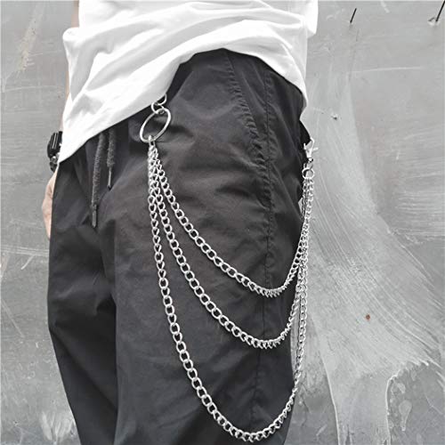 Punk Layered Pants Chain Belt Silver Y2k Layered Wallet Jean Chains for Women and Men