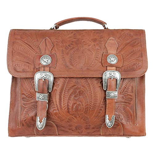 American West Leather -Large Shopper Tote Bag - (Antique Brown- Laptop Briefcase)