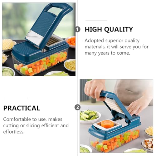 Cortadora y ralladora manual para verduras azul multifunctional miniatura 4
