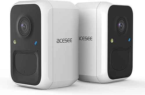 acesee Cámara de seguridad inalámbrica para exteriores con pilas WiFi para el hogar sistema de seguridad para el hogar visión nocturna a color