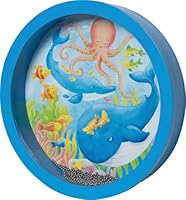 goki 61853 – Trommel „Meeresrauschen“ – Klanginstrument für Kinder aus Holz mit Naturfell, Ø 25,5 cm