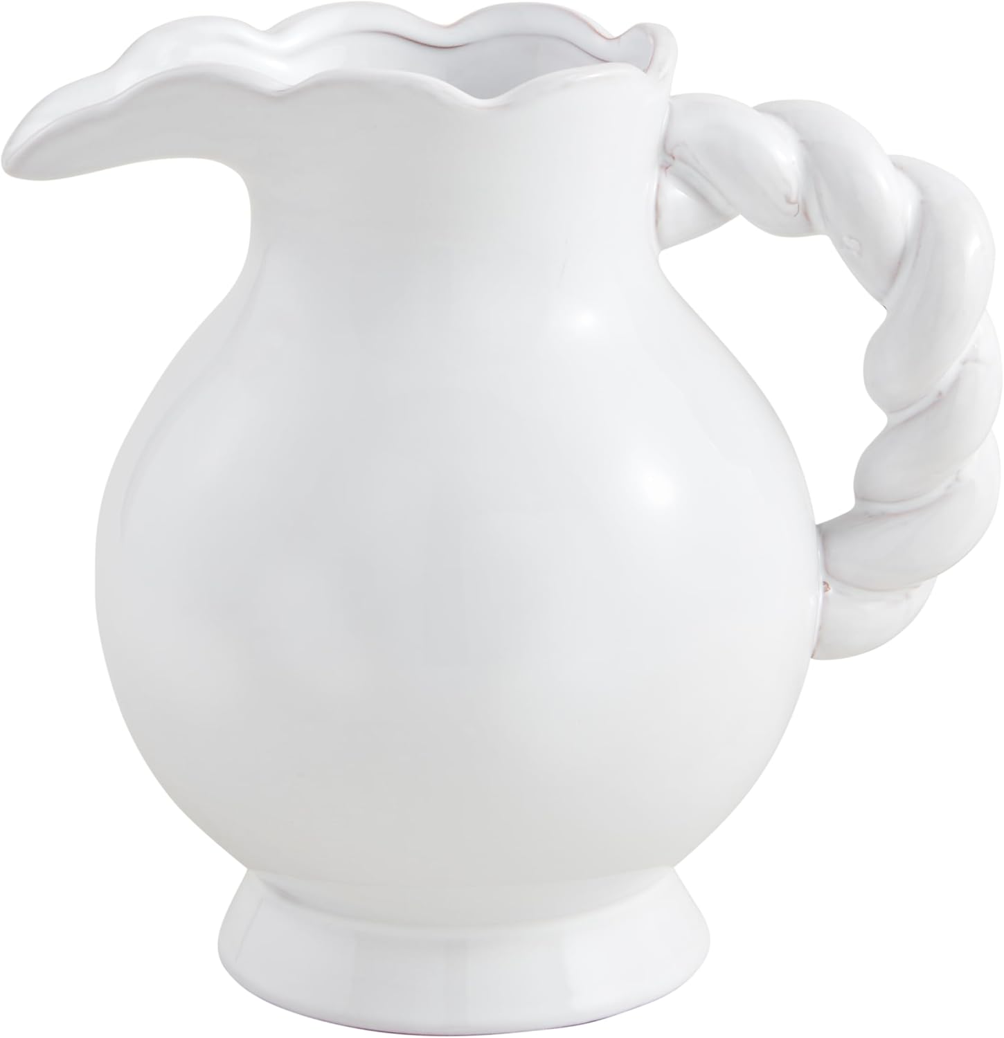 Mud Pie Twisted Handle Ceramic Pitcher; 70 oz