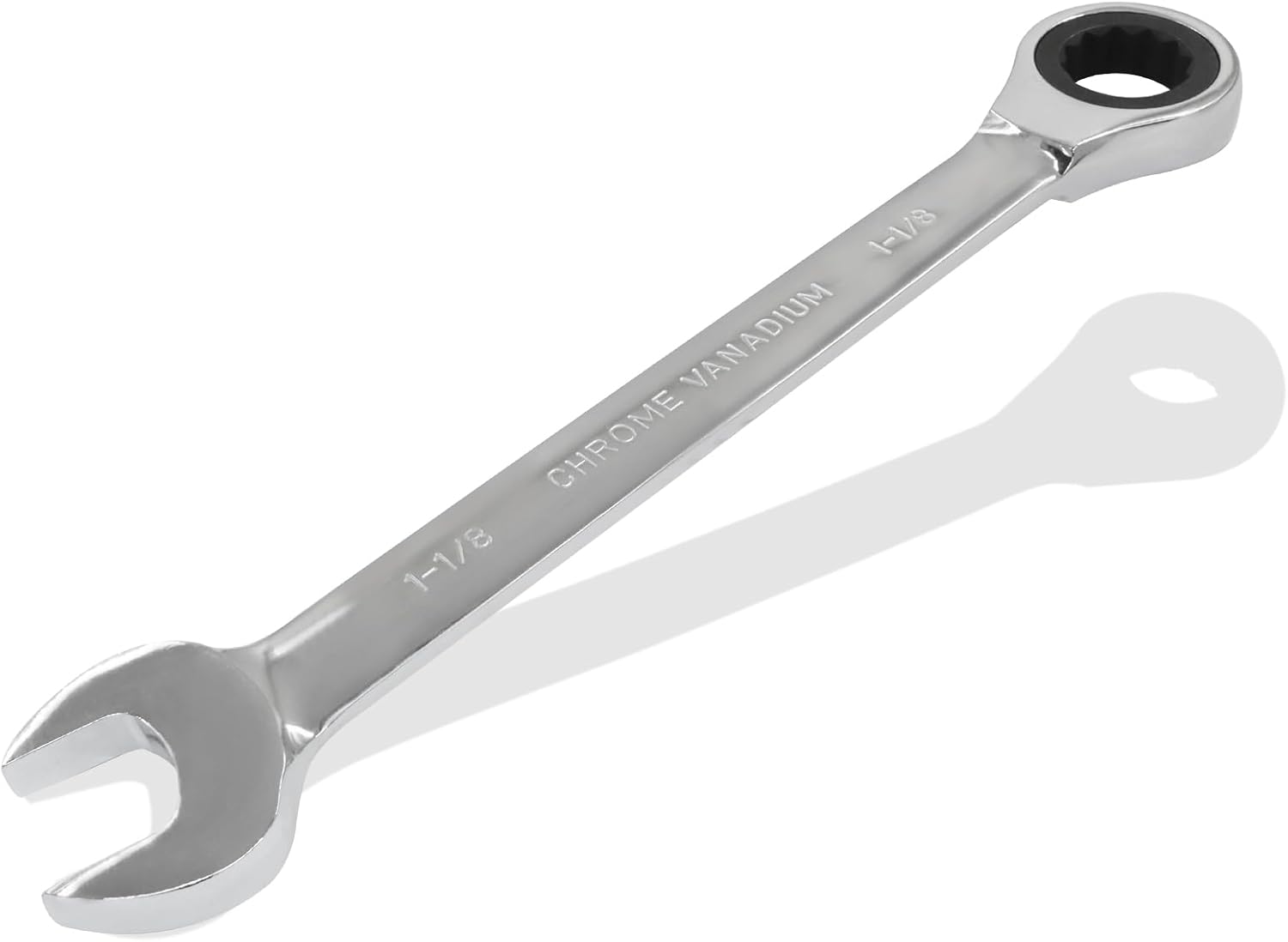 1-1/8 Inch Ratchet Wrench Imperial Ratcheting Combination Wrench, 12 Point, 72 Teeth for Projects SAE Tight Spaces