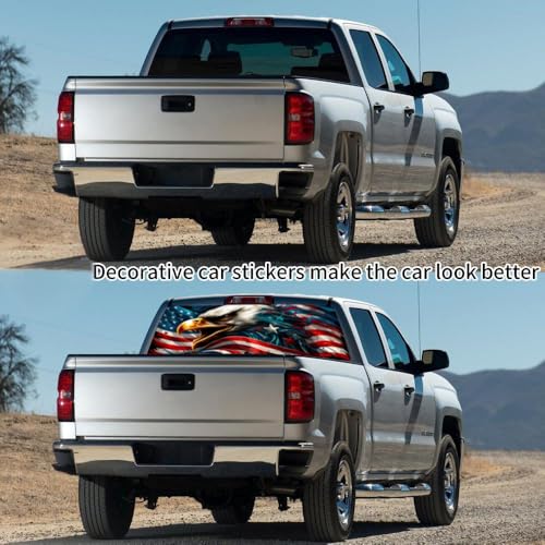 Image of Rear Window Decals for Trucks - 65x17.3 in Back Window American Flag Decals Fit Most Pickup Trucks SUV, Vinyl Back Window Decal Truck Rear Window Graphics for Personalized