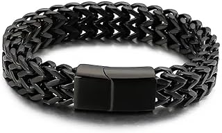 MEENAZ Bracelet for Men Boys brother boyfriend gents Fashion Silver Black Bracelet for Men combo Stylish Stainless Steel D...