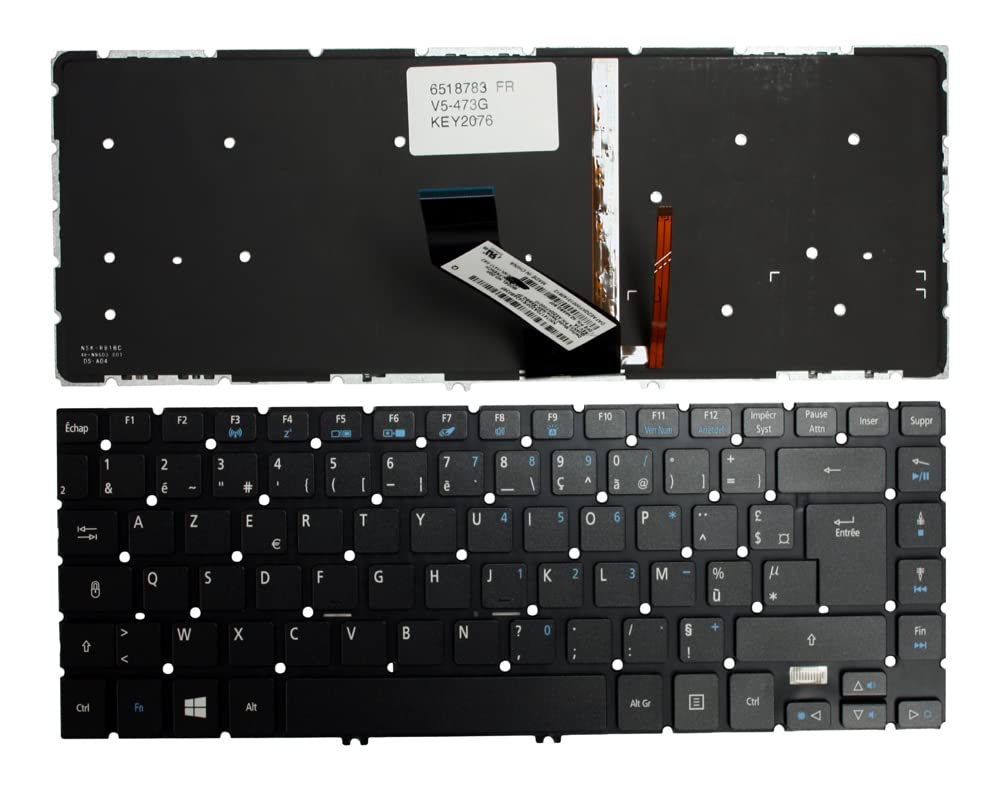 Clavier pour ordinateur portable Acer AEZQKF00010 noir rétro-éclairé - 2
