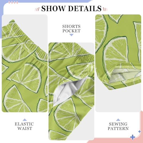 ZZXXB Summer Limes Boys Long Pants Soft Trousers Elastic Waist Kids Lounge Bottoms with Pockets S-XL4