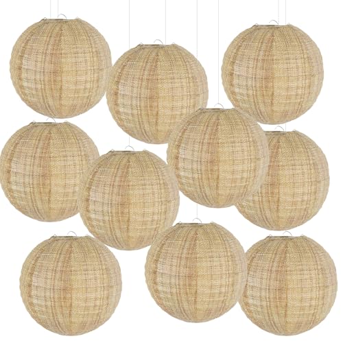 YUNXUAN Boho Party Decorations Burlap Hanging Paper Lanterns for Boho Baby Shower Bridal Shower Rustic Vintage Wedding Birthday Farmhouse Classroom Decor Pack of 10