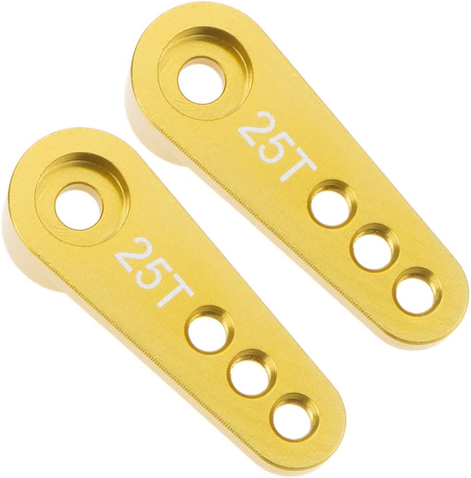 Aluminum 28.5mm 25T Teeth Tooth Steering Half Servo Arm Horn for 1/10 Rc Hobby Model Car/Boat Futaba Traxxas Slash,Pack of 2, Cojoys (Yellow)