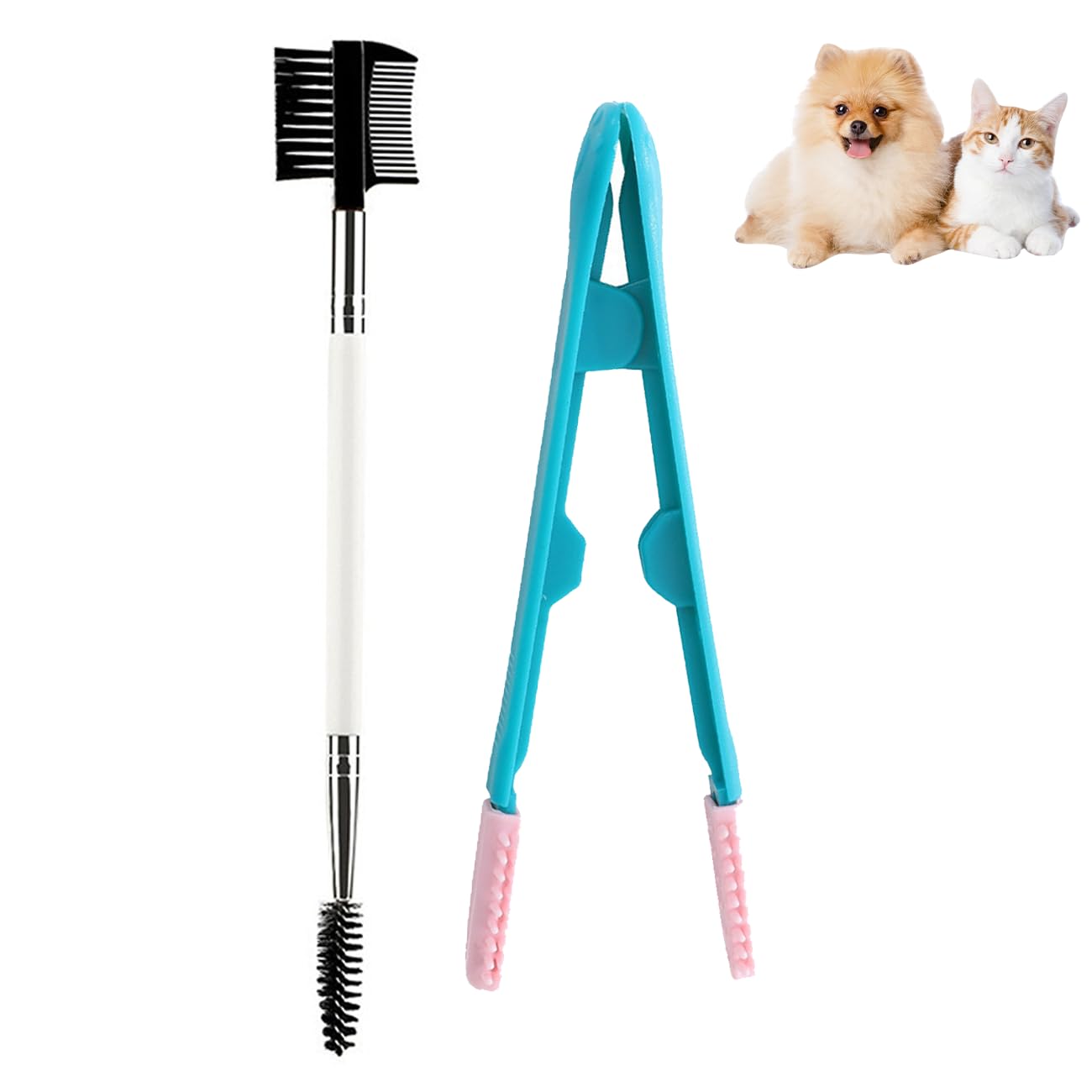 Dog Tear Stain Remover Comb 2 Pcs Double-Headed Pet Eye Comb with Soft Bristles