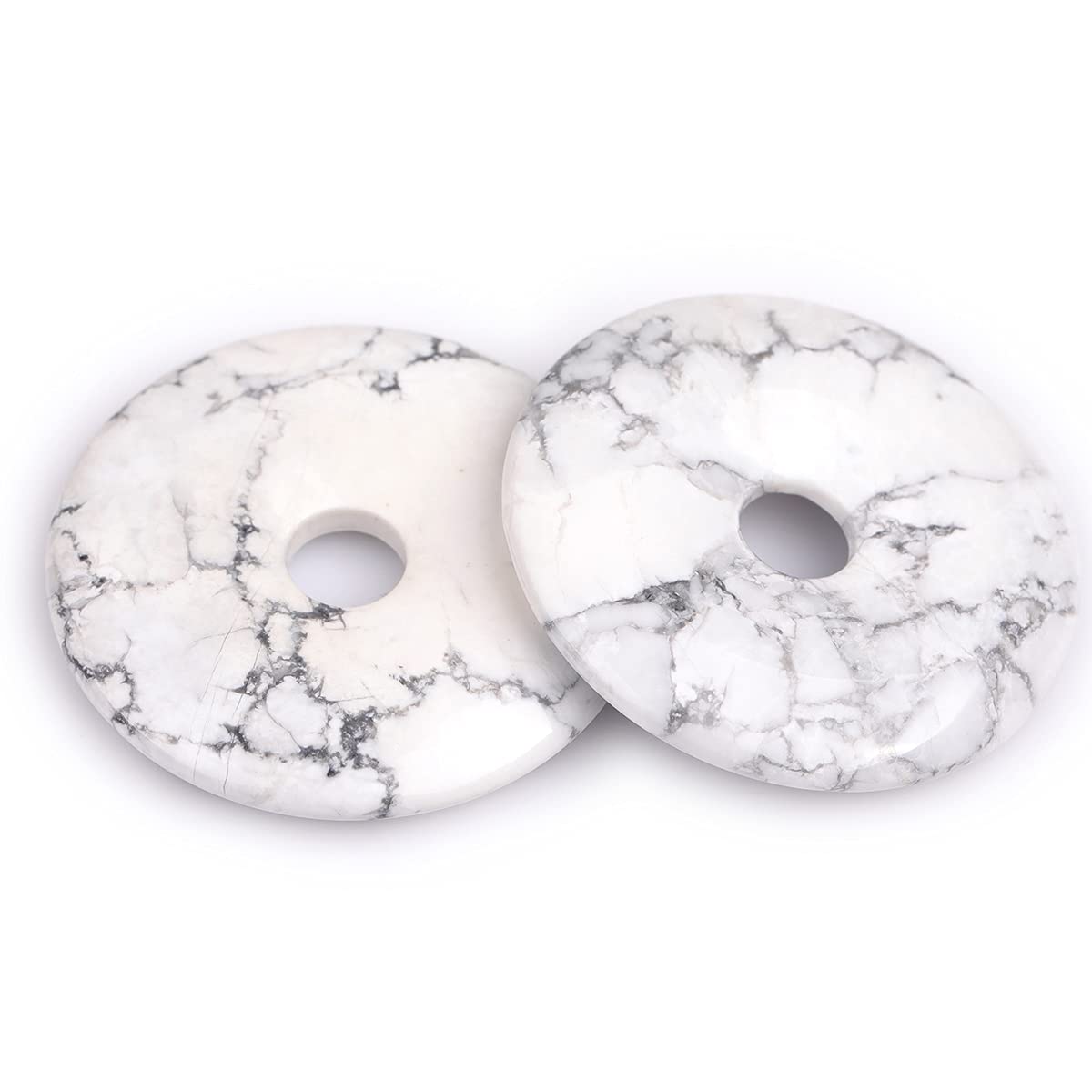 GEM-Inside White Howlite Gemstone Loose Beads Genuine Natural Green Doubt Ring Crystal Energy Stone Power for Earring Pendant Jewelry Making 1PCS 50mm - Image 4