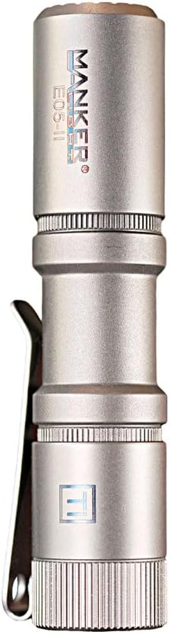 Mankerlight Manker E05 II(Ti-Bead Blasted, High CRI,4000K,R9080) Compact Flashlight,519A 800 Lumens,IPX8 Waterproof (with Filter) No Battery