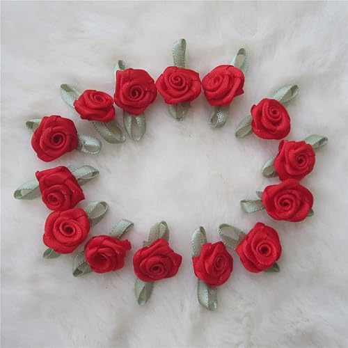 Miniatura 2 de 200 unidslote mini lazos de cinta rosas flor raso rosetas tela artificial adorno apliques costura artesanía bricolaje hecho a mano decoración de