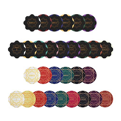 SLOWPLAY Poker Chip Sample Set | Nash Clay Poker Chips & Keramische Poker Chips | Genummerde Chips, Lege Chips | 50pcs per Pack