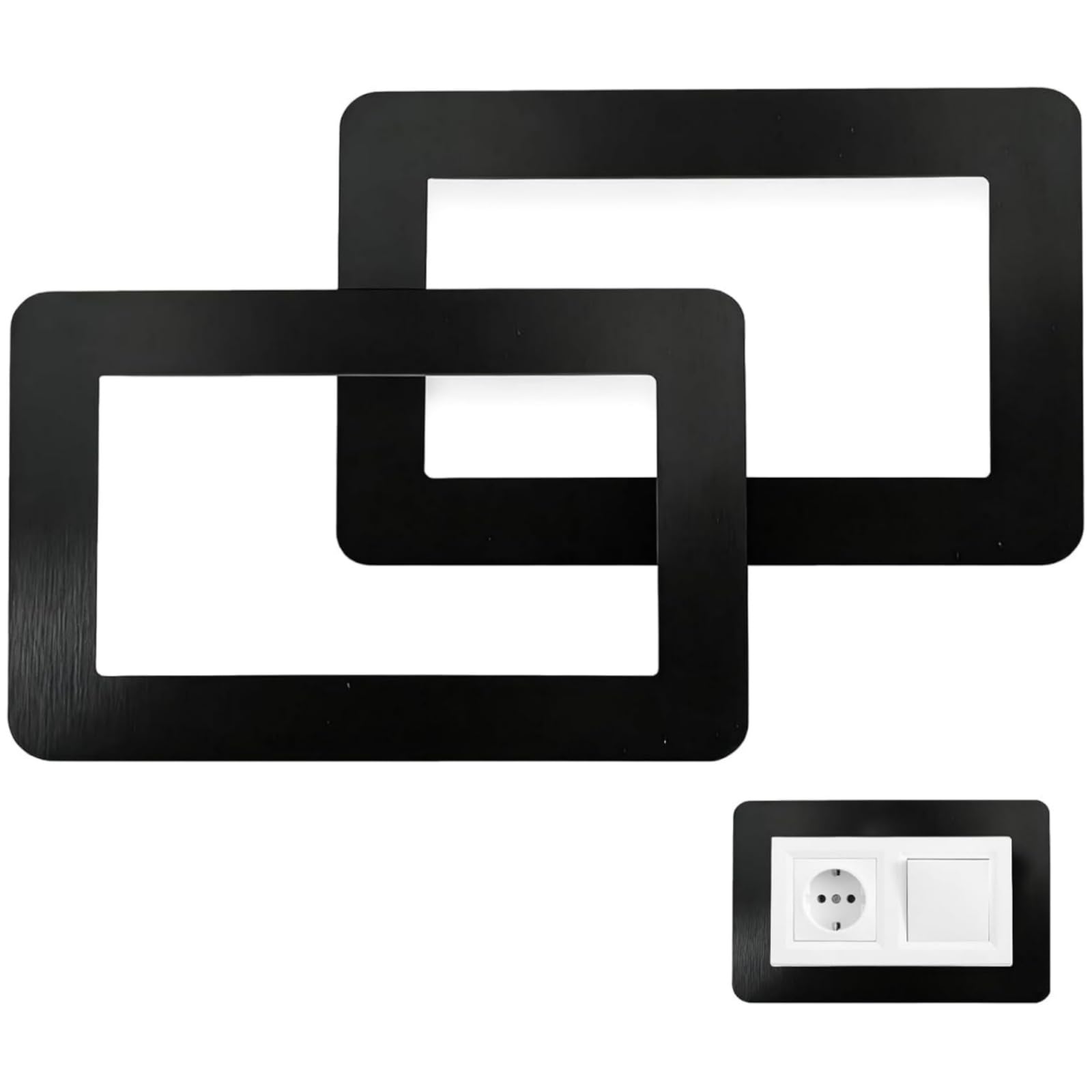 2PCS Black Double Light Switch Surround,Black Matte Acrylic Cover Plates