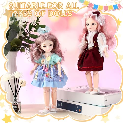 Image of Reallnaive 12 Pcs Adjustable Doll Stands for 12 Inch to 18 Inch Dolls Display Stand with Expandable Waist Wire Action Figure Display(White)