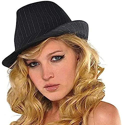 Amscan Women Pinstripe Fedora Hat, Black, 1 Pc #TOP27