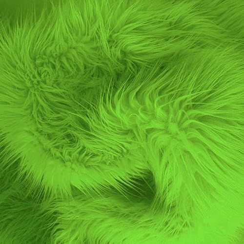 Faux Fake Fur Long Pile Luxury Shaggy/Craft, Sewing, Cosplay, Costume, Decorations / 60" Wide/Sold by The Yard (Lime, 15"X15" Square Piece)