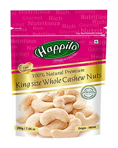 Image of Happilo 100% Premium King Size Whole Cashew Nuts, 200g & 100% Natural Premium Californian Almonds, 200g Combo