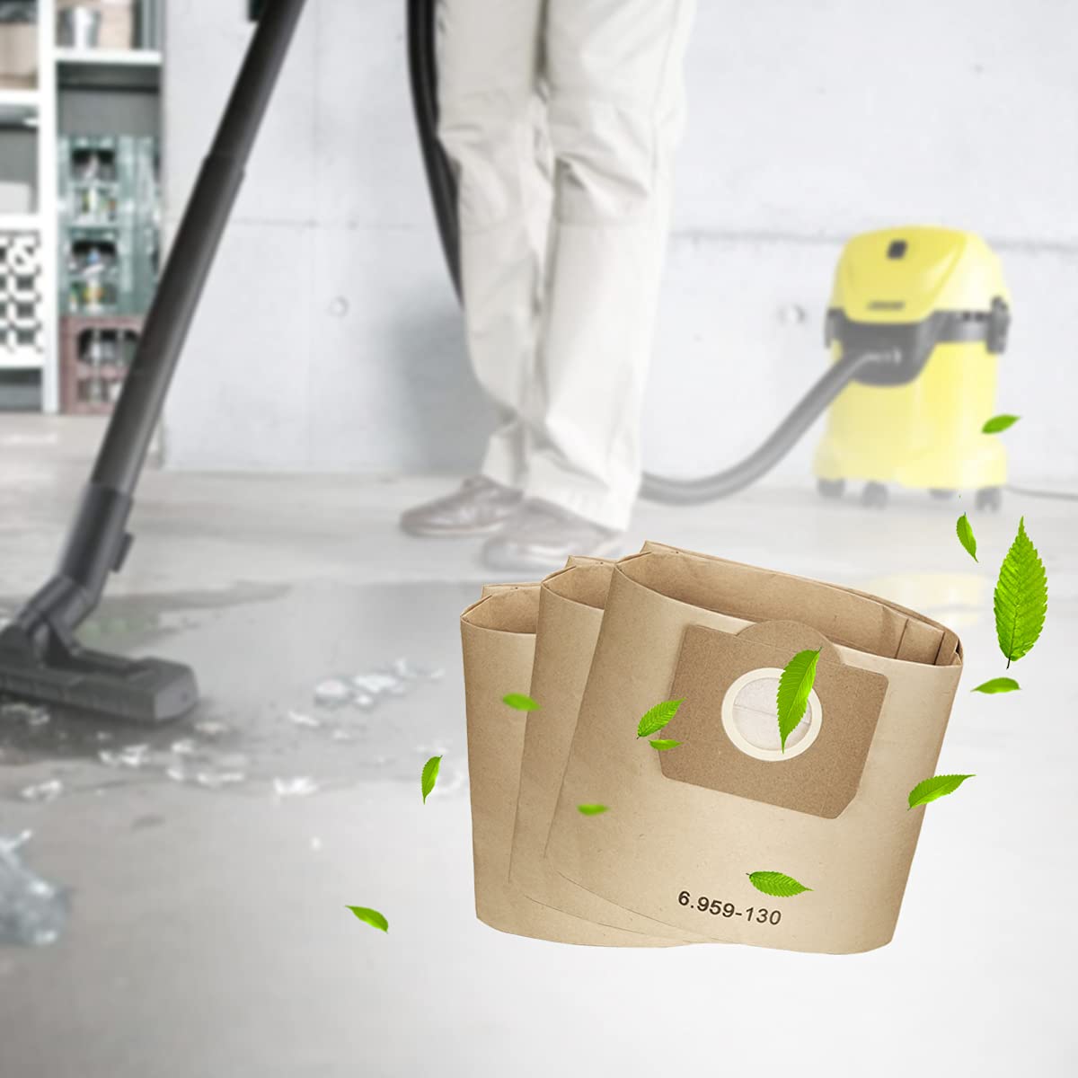 10 Sacchetti + Filtro Per Aspirapolvere Kärcher WD3 E MV3 - Ricambio Originale - Foto 11