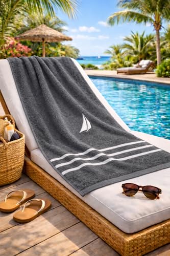 Image of NAUTICA Bamboo Towel for Bath Larg Size | 1pc Bath Towel (Oasis) | 500GSM (40cm x 60cm) | Fade Resistant |Perfect for Everyday Use | LT.Grey