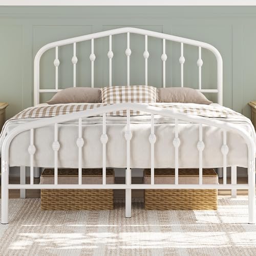 Yaheetech 4ft6 Double Bed Frames Metal slatted Bed Base with Crown