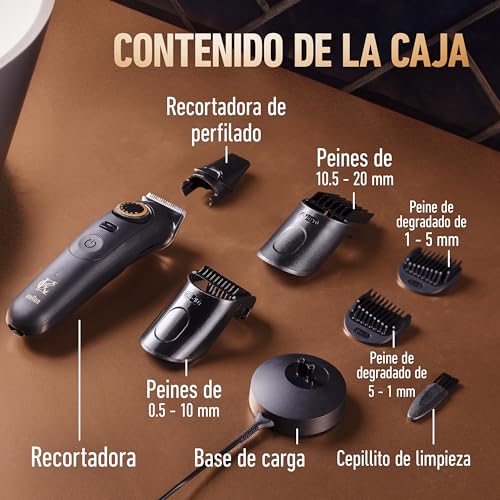 King C. Gillette Recortadora De Barba Hombre PRO MAX, Cortapelos 4 en 1 Con 40 Longitudes, 6 Accesorios, Cargador y Funda, Máquina De Cortar Pelo Inalámbrica Con Hoja Afilada De Por Vida - imagen 6