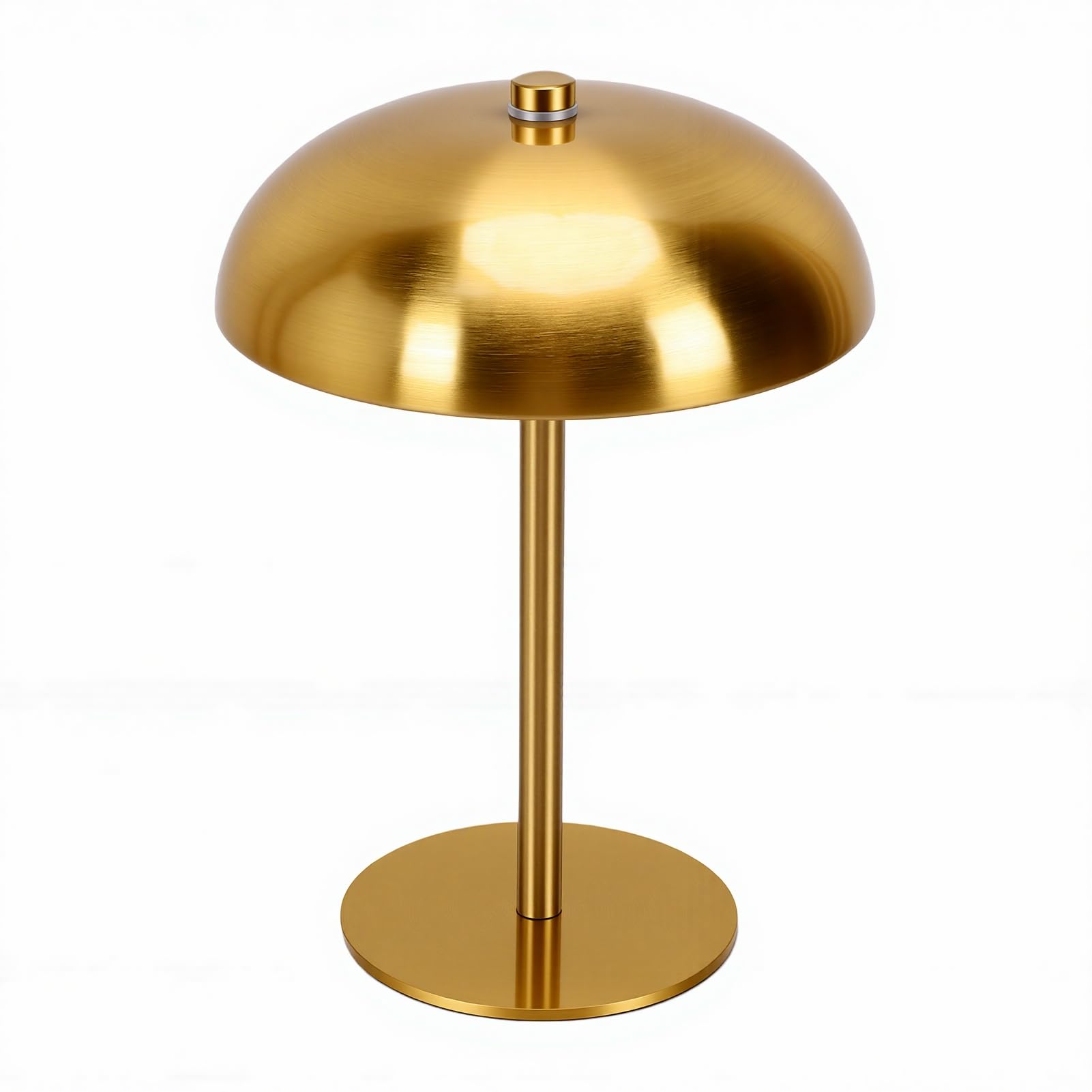 Bewinner Rechargeable Table Lamp 3W 3 Color Temperatures Stepless Dimmable Touch Control Metal Mushroom Lamp for Bedside Restaurant Coffee Shop Black (Gold)