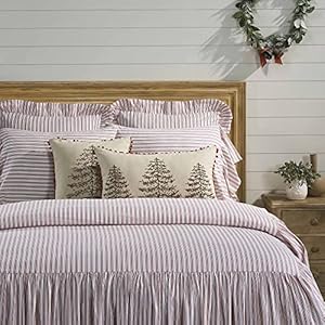 Piper Classics Timeless Ticking Red Embroidered Christmas Tree Throw Pillow Cover, Country Farmhouse Holiday Décor, 18" High x 18" Wide Piper Classics Timeless Ticking Red Embroidered Christmas Tree Throw Pillow Cover Country Farmhouse Holiday Decor 18 High x 18 Wide