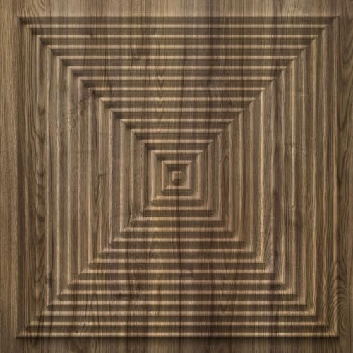Image of Kayra Decor 3D PVC Wall Panels for Bedroom & Living Room | Pryamid Design |Oak Wood Color | 19.7 x 19.7 Inch | Pack of 40 | 107.6 Sq Ft