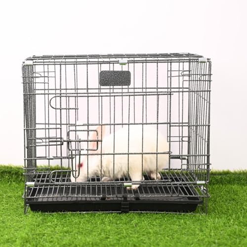 Image of Woofy Dog Cage - Powder Coated, Double Door Folding Metal Cage /Crate /Kennel with Removable Tray and Paw Protector for Dogs, Cats and Rabbits (Black, 18 Inch)