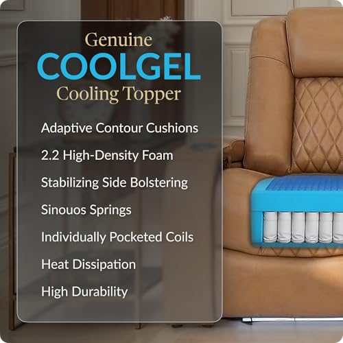Image of Seatcraft Diamante Home Theater Seating Tan Oak Row of 2 | Italian Leather, Wall Hugger, Zero Gravity, Powered Headrest, Power Recline, Zero Gap, USB charging