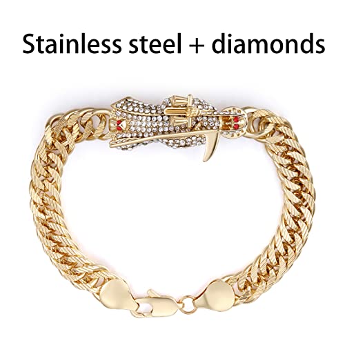 Santa Muerte Bracelet Diamond 24K Gold Plated Santa Muerte Pendant Jewelry With Sickle Holiday Gift (Gold)3