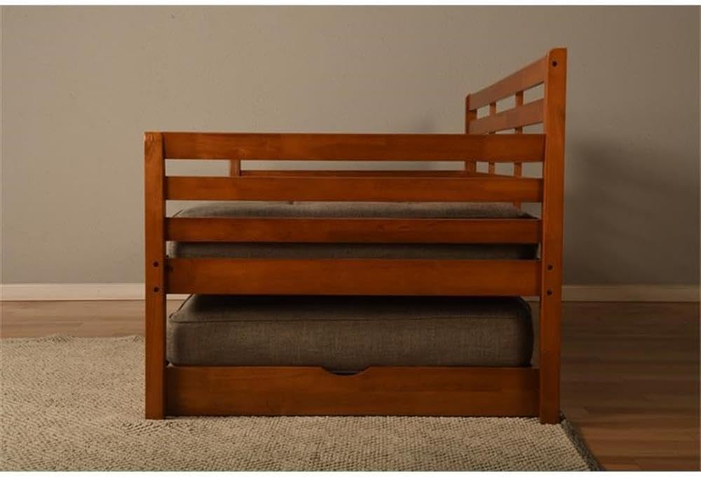 Kodiak Furniture Twin to King Size Daybed with Pop Up Trundle in Wood, in Mahogany, No Box Spring Needed, Easy Assembly