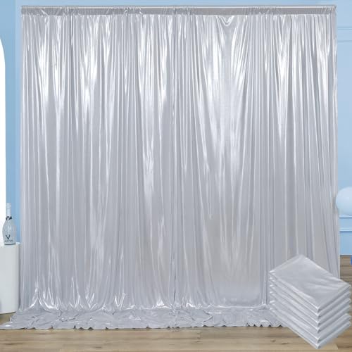 Image of 30x10 ft Wrinkle Free Silver Sequin Backdrop Curtain for Parties,Thick Not Fall Glitter Wedding Drapes Backdrop,4 Panels 5x10ft Shimmer Photo Wall Back Drop Cloth for Birthday Photography Background