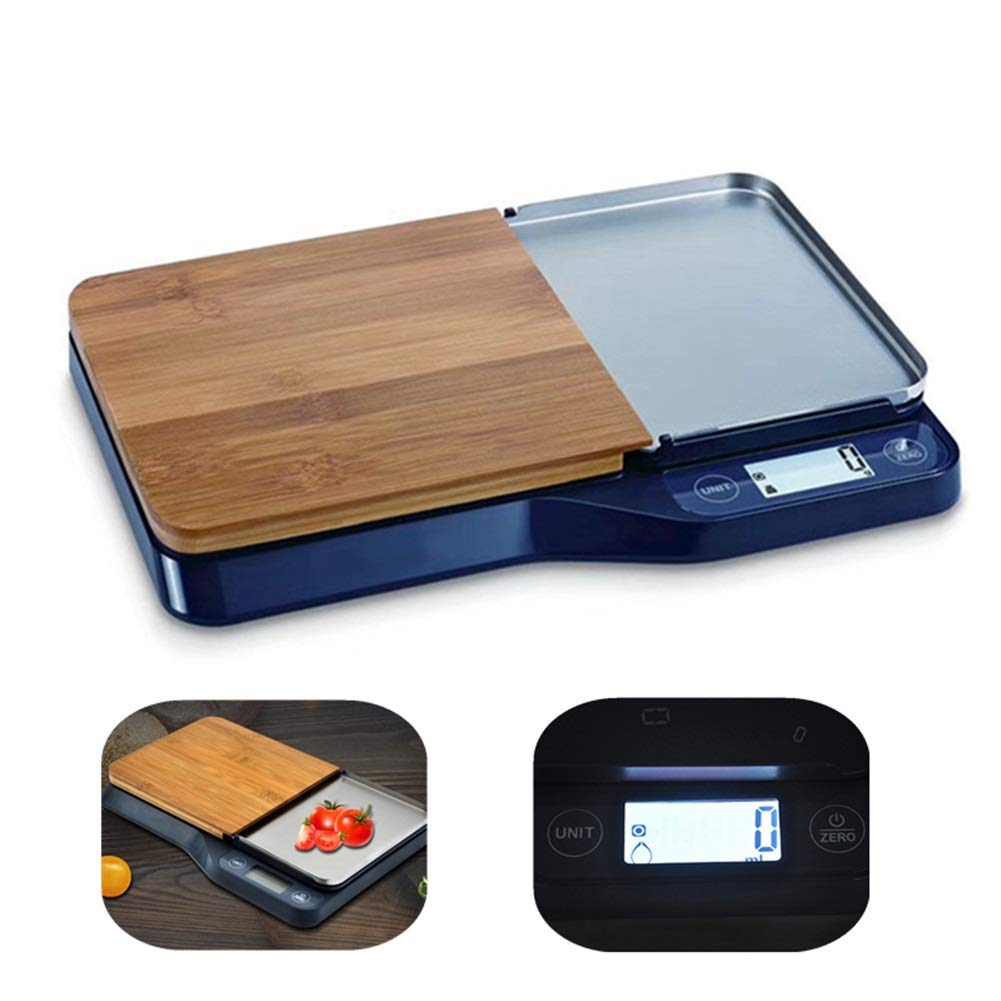Waga kuchenna Kitchen Scale do pieczenia stół drewniany deska do krojenia stal szlachetna taca elektroniczna waga kuchenna 5 kg / 1 g (kolor : czarny)