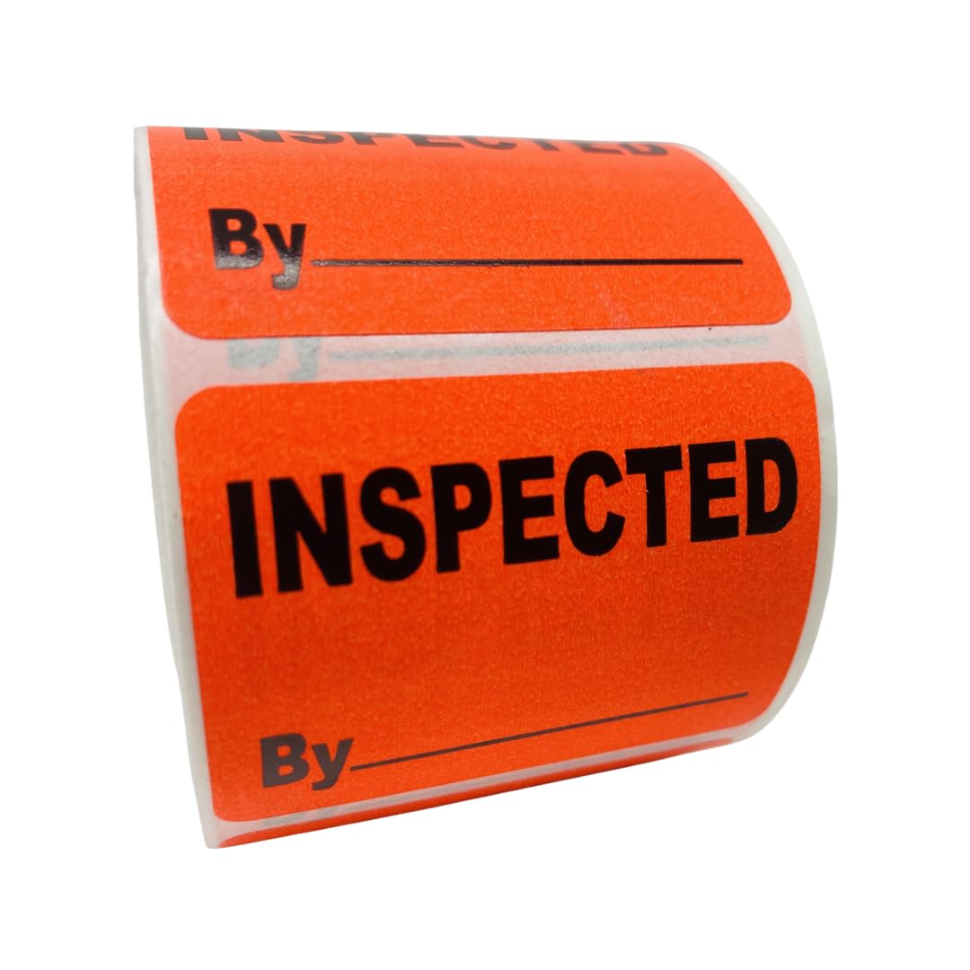 2"x1.5" Inspected by Labels Production Inventory Adhesive Bright Red Stickers 1000 PCS