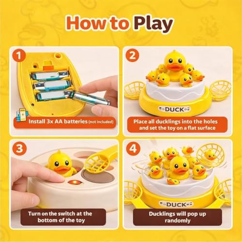 Image of Bouncing Duck Catch Game with Nets | Interactive Jumping Duck Toy | Rotating Board Game for Kids & Family | Fun Developmental Toy for Toddlers | Catch & Toss Gme for Boys Girls Age 3+