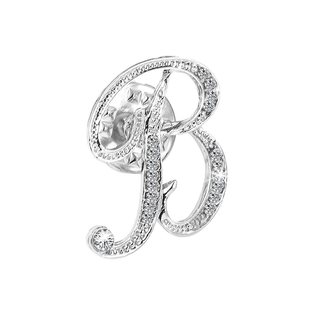 Initial Letter Brooch Pin Small Lapel Pin Tie Tack Name Personalized Gifts for Women Men Silver
