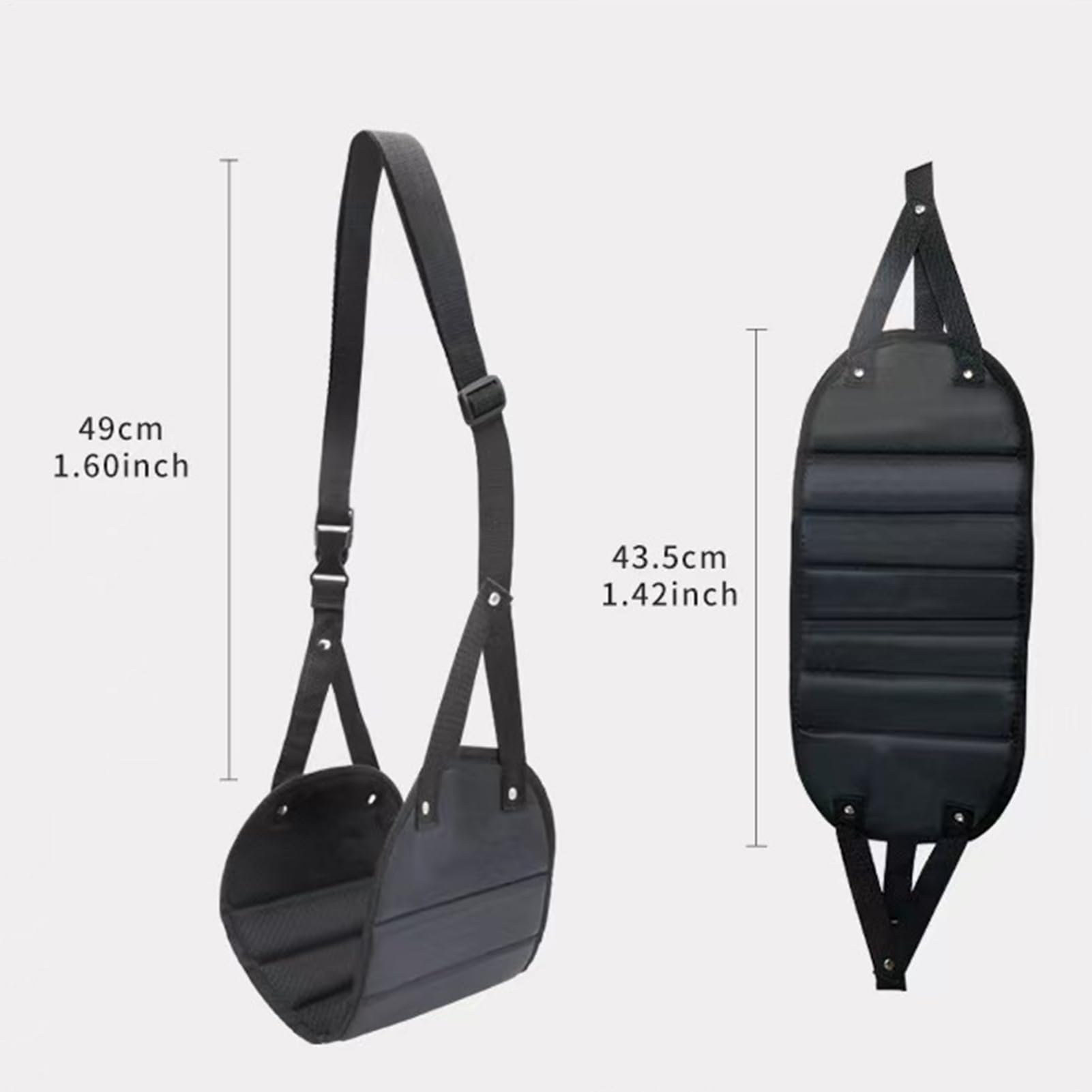 Airplane Foot Hammock, Adjustable Height Travel Foot Sling, Portable Feet Rest Hanger Soft Pad Support, Ideal for Long Flights, Car Travel, Train Commute, High-Speed Rail Comfort, 49x43.5cm Black