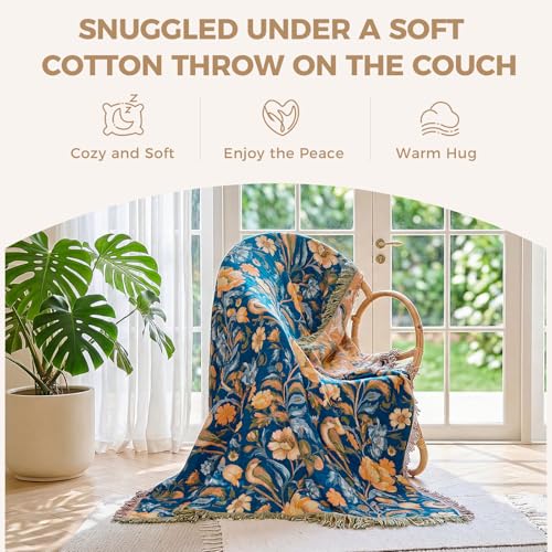 Image of LUTBM Boho Throw Blanket for Bed 60 inchx80 inch, All Season Cotton Couch Blankets