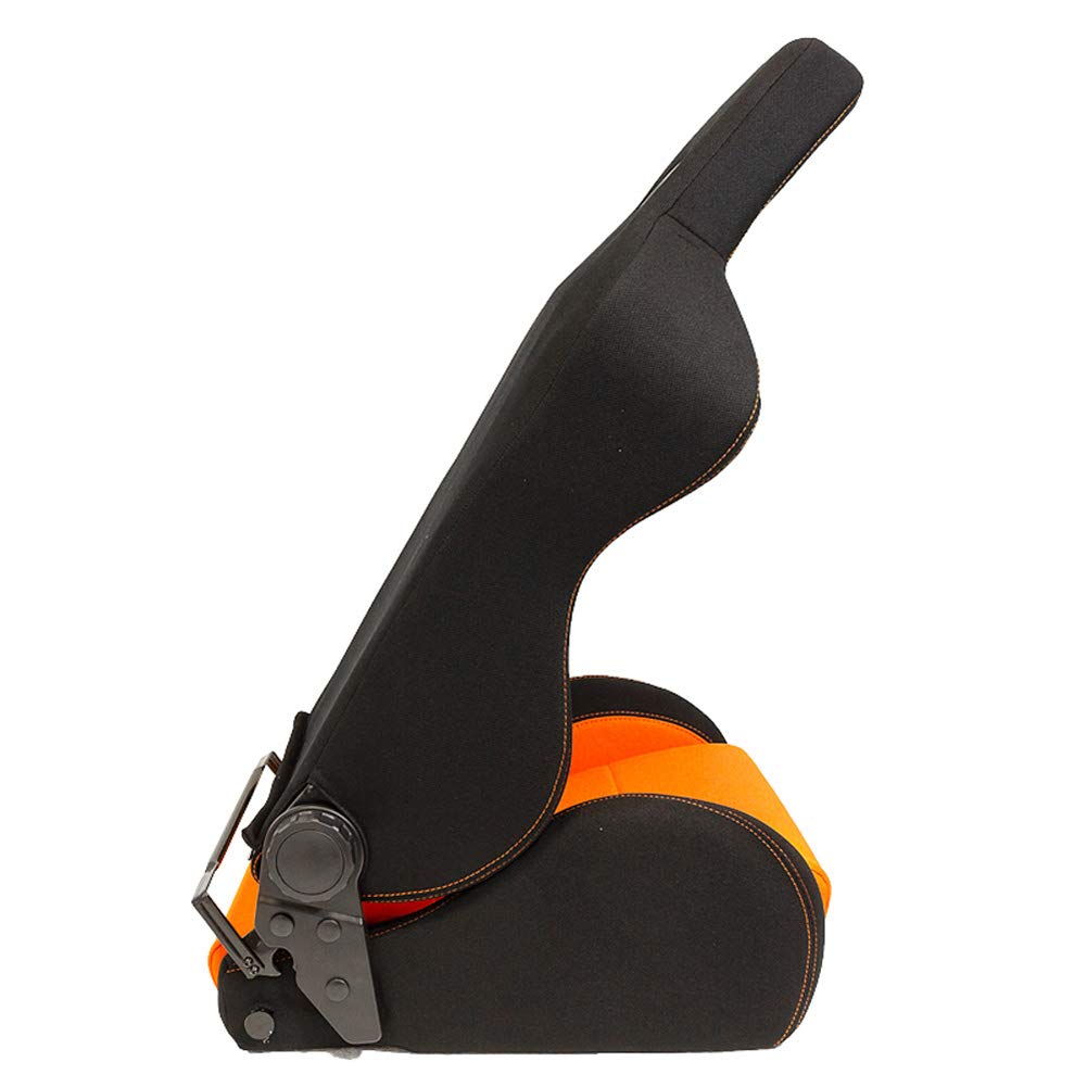AUTO-STYLE Sportsitze 'Eco' - Schwarz/Orange - Doppelseitig Verstellbare Rückenlehne - inkl. Laufschienen
