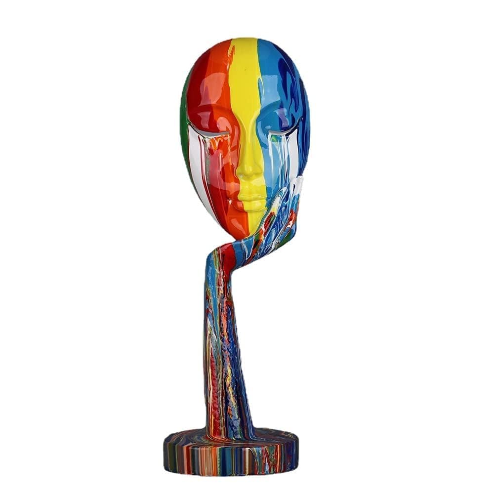 suruim Schlichte kreative Bunte Frauengesichtskulptur Denkerin Lady Skulptur abstrakte Charaktere Handwerk Ornamente Home Office Wohnzimmer Arbeitszimmer Dekorationen (groß 39 cm)