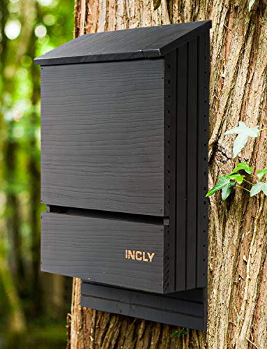 Incly Bat House For Outdoors 15 Inchx9.2 Inchx3.2 Inch Shelter Box Kit Double Chamber Black Natural Cedar Wood thumb #1