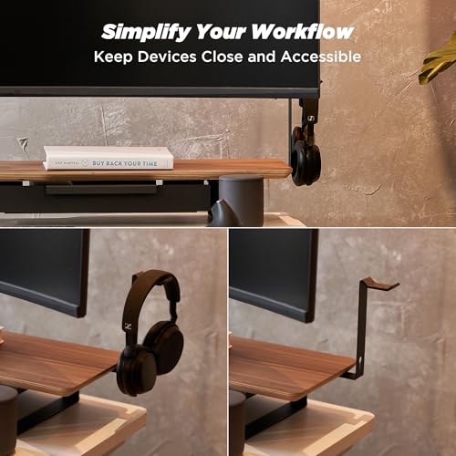 Image of ULTRARM Moodular Headphone Stand Add-On for Slide Rails, Do Not Use Alone | Accessory Only, Dedicated Headphone Spot, Ergonomic & Accessible, Strong & Durable, Sleek & Minimalist, Black, MSA-HS
