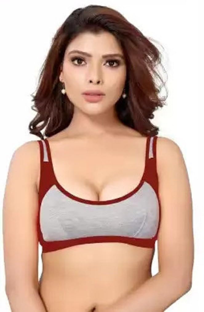 Women's Non-Padded Sports Bra - Quick-Dry Fabric(Maroon)-picture-21